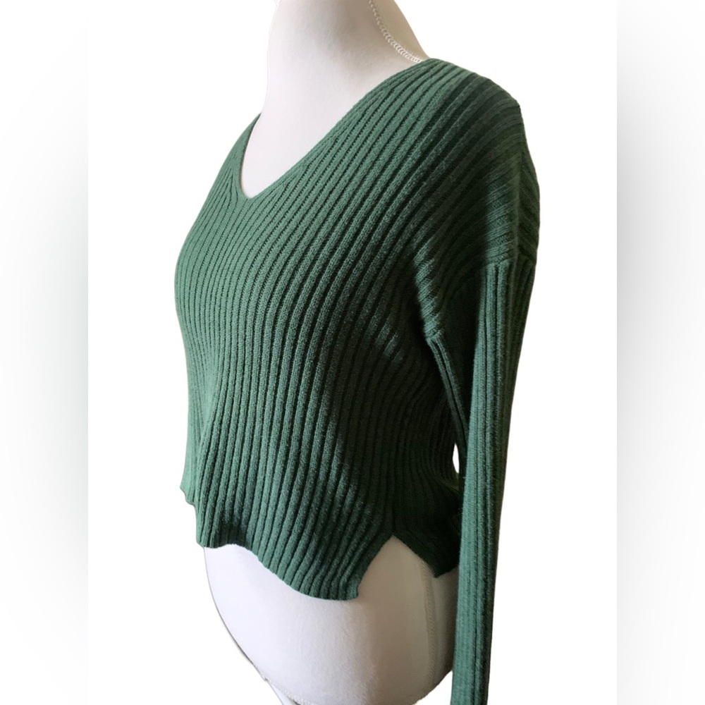 Wild Fable Green Ribbed cropped Sweater - Picture 4 of 6